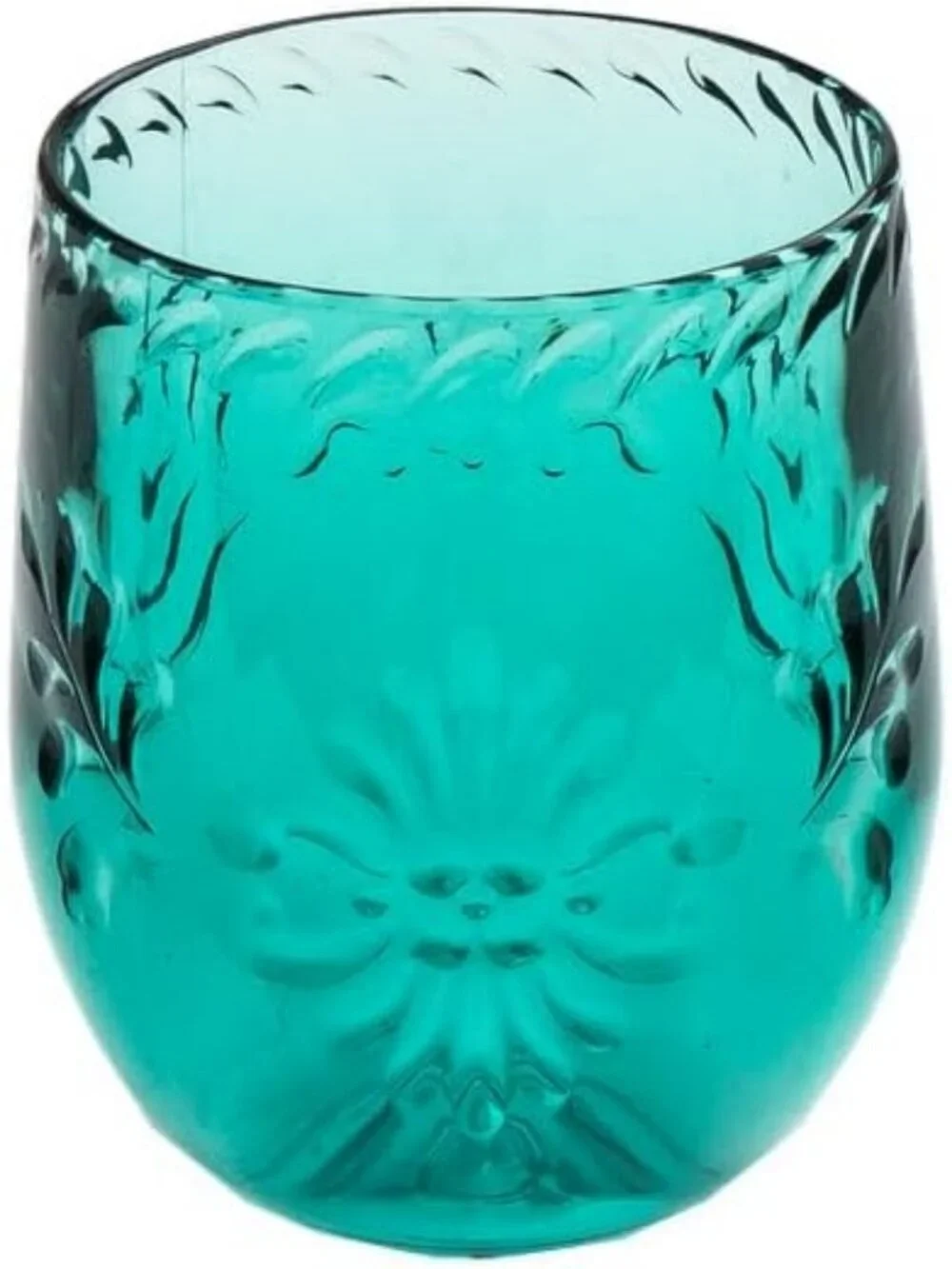 Colorful Teal Acrylic Stemless Wine Glasses - 13.3 oz - Set of 6 for